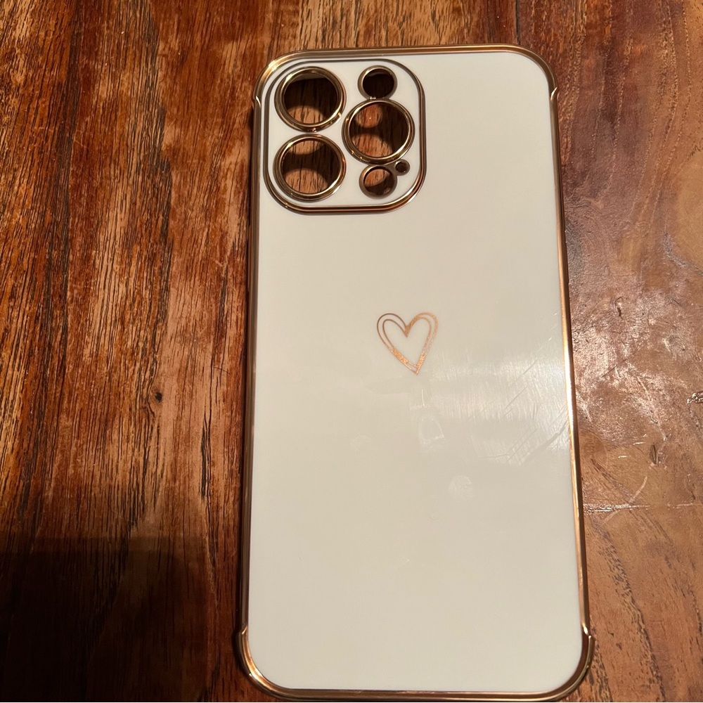 iPhone 13 Pro Max white and gold case